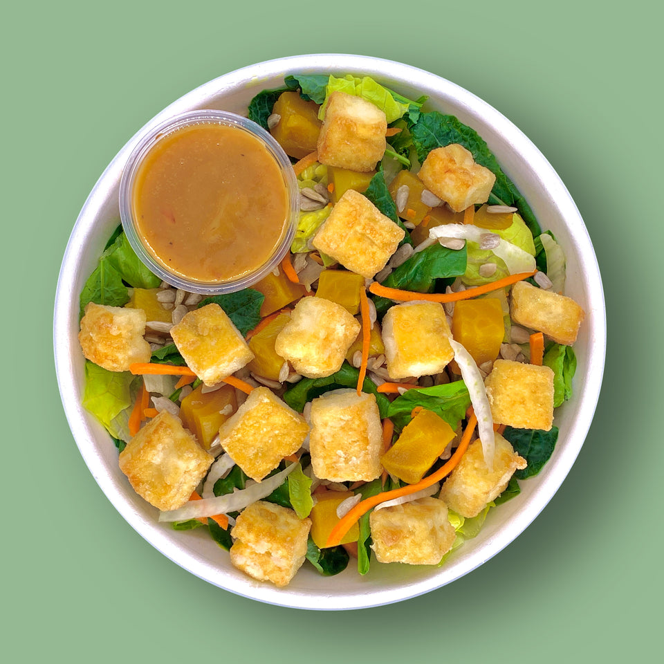 Superfine Garden Salad with Fried Tofu