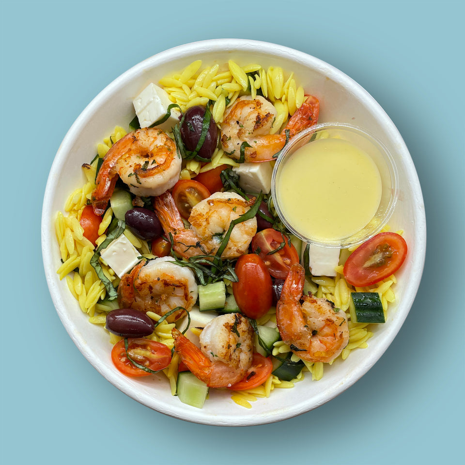 Seared Shrimp Orzo Salad