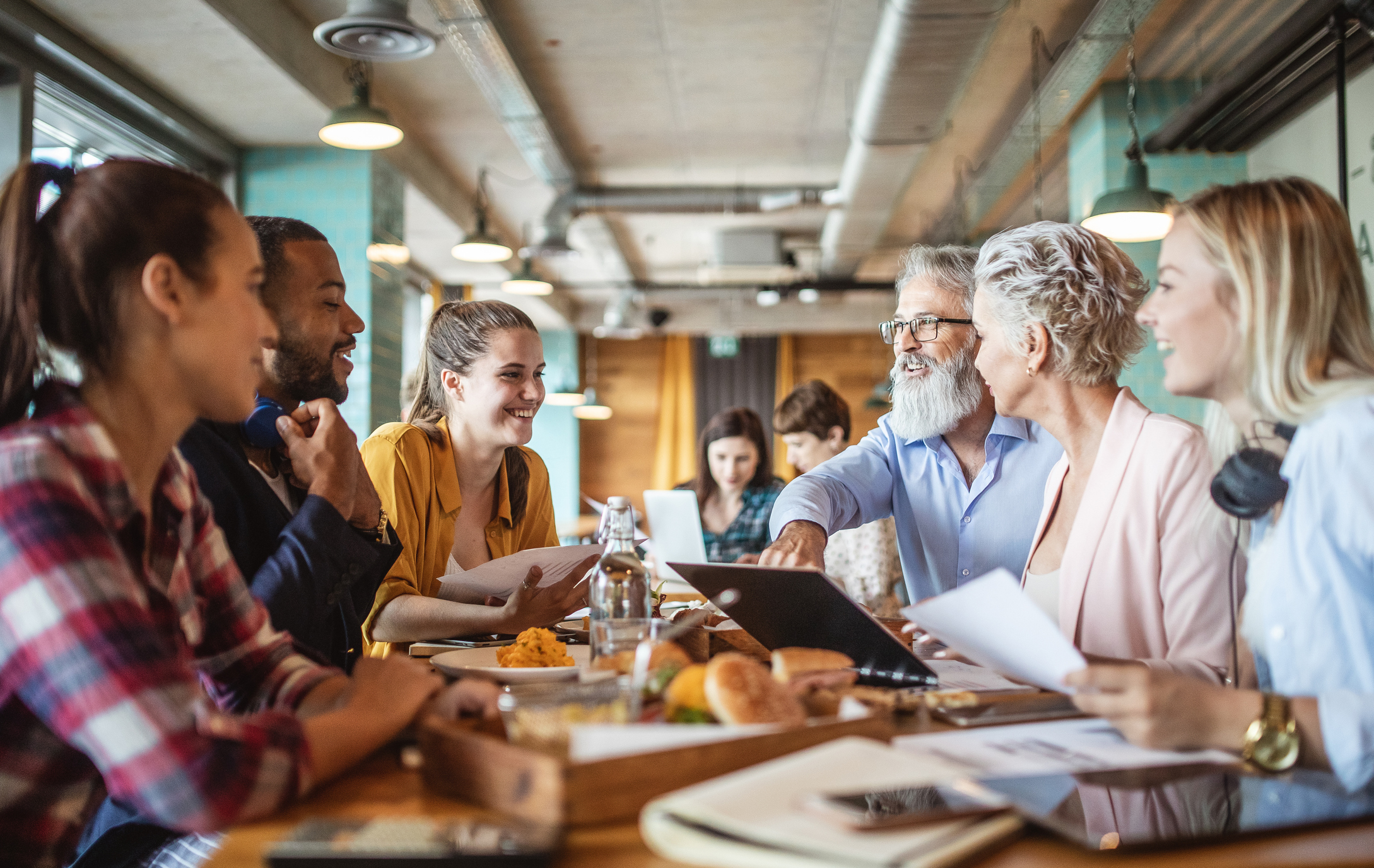 Business People eating lunch