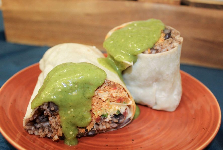 San Francisco's Mission Style Burrito with green sauce