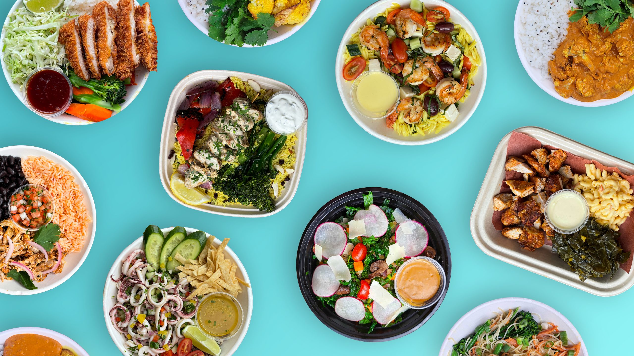 Office lunch delivery and workplace meal programs San Francisco — variety of globally inspired individually packaged corporate meals, Superfine Kitchen